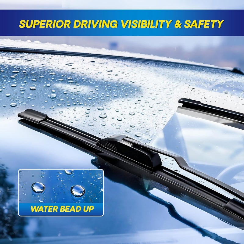 5PLUS ® Silicone Windshield Wipers Replacement for 2007-2018 ACURA RDX,2018-2023 NISSAN Leaf,2007-2011 Honda CRV Wiper Blades(Set of 3),Automotive Replacement Windshield Wiper Blades-26"/16"/14" - Image 4
